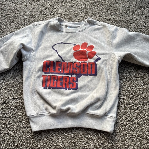 Vintage Champion Clemson Tigers Kids Crewneck Sweatshirt Size Youth Small 6-7 - Picture 1 of 7
